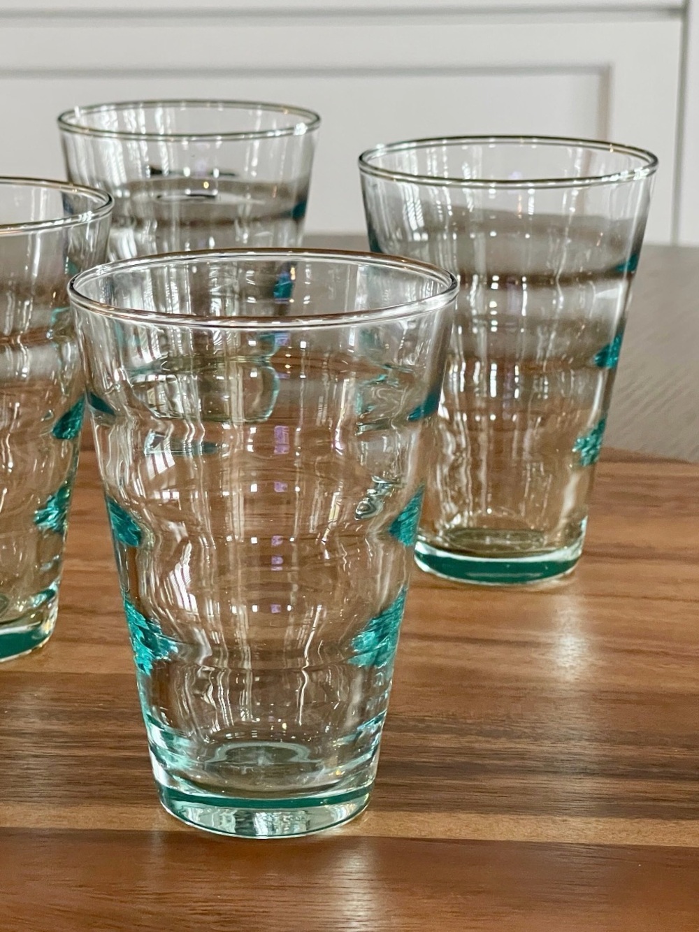 1950 Libby Aqua Saturn Optic 10 oz glasses. Mid Century modern. Vintage